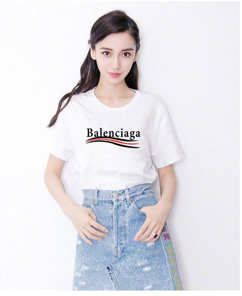 

wave stripe print women's designer t-shirt street style paris couple summer round neck t-shirt brand short sleeve t-shirt