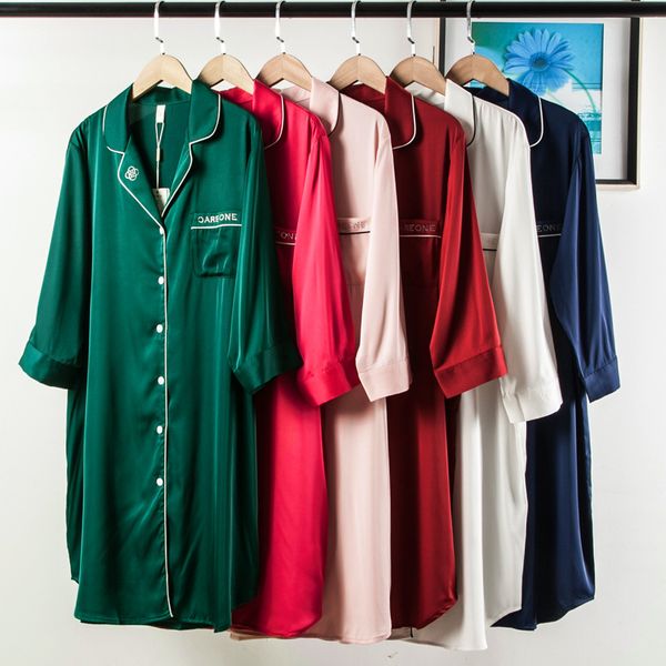

2020 nightgowns sleepshirts solid sleepwear long home dress spaghetti strap nightdress sleep & lounge nightgown female h143, Black;red