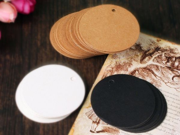 

300pcs 5*5cm kraft paper label small round blank tag bookmarks gift card tag chocolate packaging bottle
