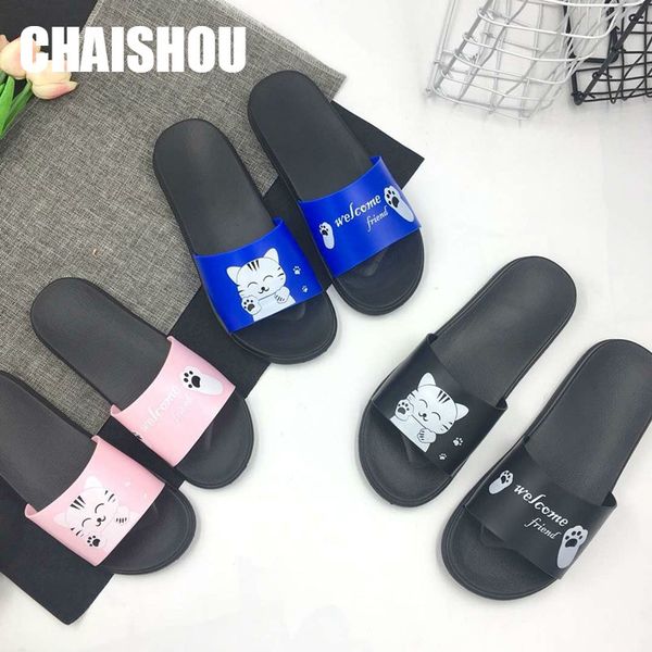

chaishou shoes fashion cat spring, summer and autumn indoor and outdoor one-slip slippers plus size 36-44 cs-278, Black