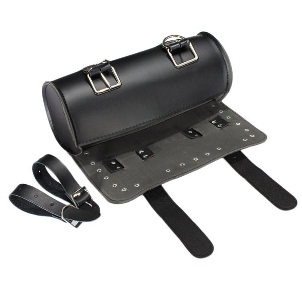 

black motorcycle scooter round barrel storage tool pouch handle bar bag sale