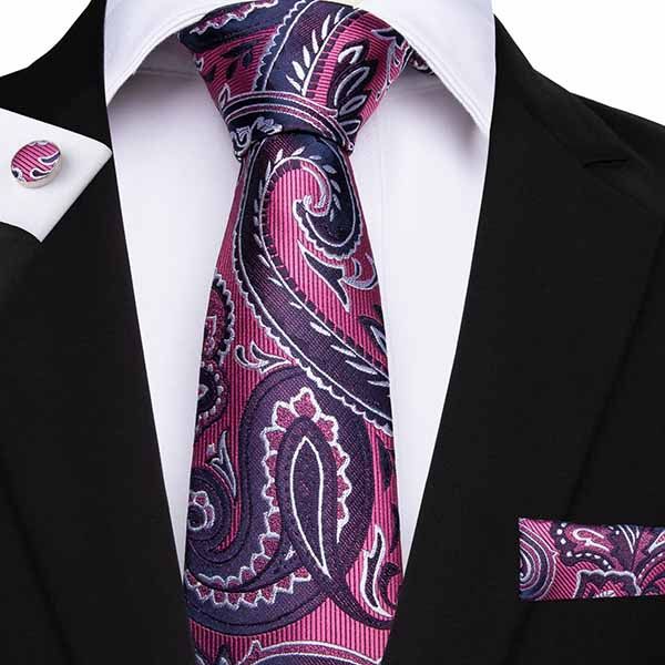 

paisly ties mens necktie black red floral jacquard woven 100% silk tie hanky cufflinks business party handkerchief classic gravatas sn-7055, Black;blue