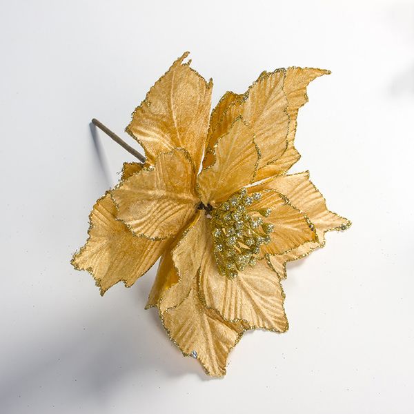 

1pc diy artificial poinsettia flower ornaments home christmas tree hanging decor
