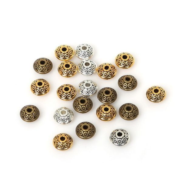 

50pcs tibetan round oval spacer metal beads for jewelry making diy zinc alloy charm accessory for jewelry bracelet making, Black