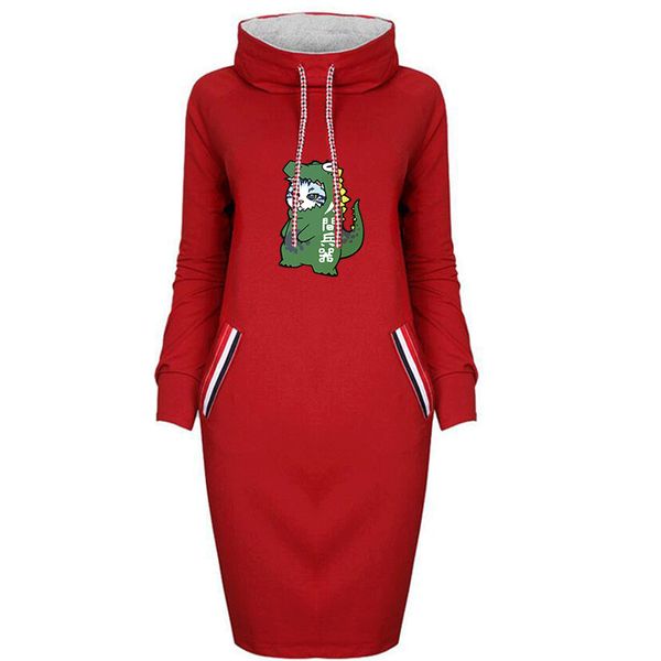 

womens designer spring dress ladys cartoon print dresses solid color casual dress for girls 2020 new fashion trend 9 colors wholesale, Black;gray