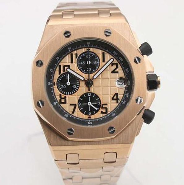 

rosegolden limited quartz ramon watch chronograph brand royal oak black stainless steel bandmens watches watches, Slivery;brown