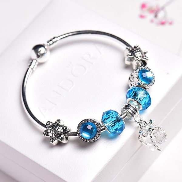

2019 black friday thanksgiving women diy alloy pendant beaded charm big hole crstal bracelet as gift for lover, Golden;silver