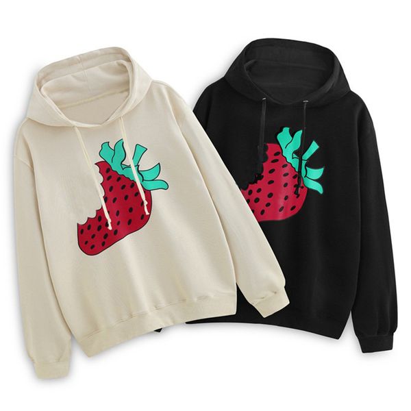 

19fw famous stylist sweatshirts fashion strawberry print men women hoodies couples hoodies long sleeve 2 colors, Black