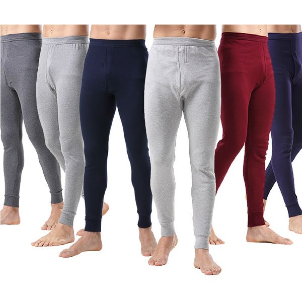 

2018 new men underwear pants slim solid color leggings keep warm thin trouser asian size, Black