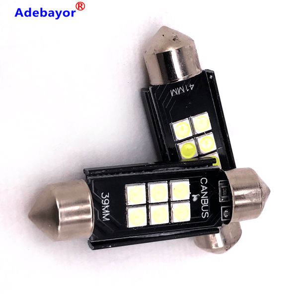 

100 x festoon 31mm 36mm 39mm 41mm led light 6 3030 smd dome bulb reading lamp canbus dc 12v-30v white for car and truck adebayor