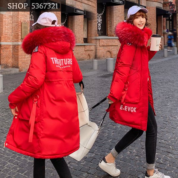 

2019 long mianfu woman easy will code heavy seta lead loose coat thickening keep warm cotton-padded clothes woman, Black