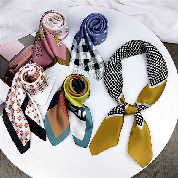 

summer women silk square women scarf soft multicolor printing kerchief neck decorative scarfs foulard apparel accessories, Blue;gray