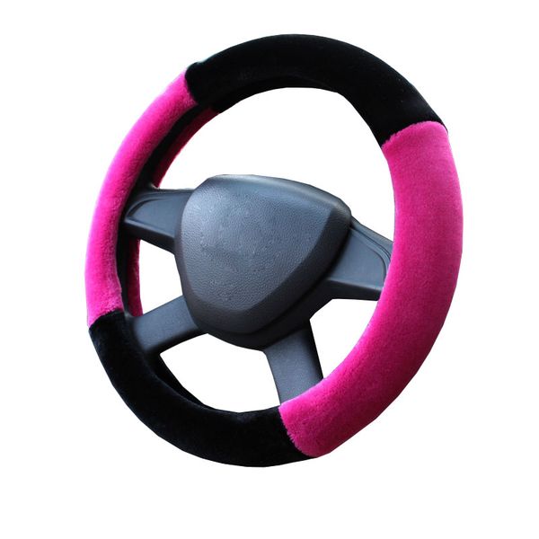 

winter short plush car steering wheel cover suitable for most steering-wheel carpet soft 37-38 cm 14.5 "-15" braid on hand bar
