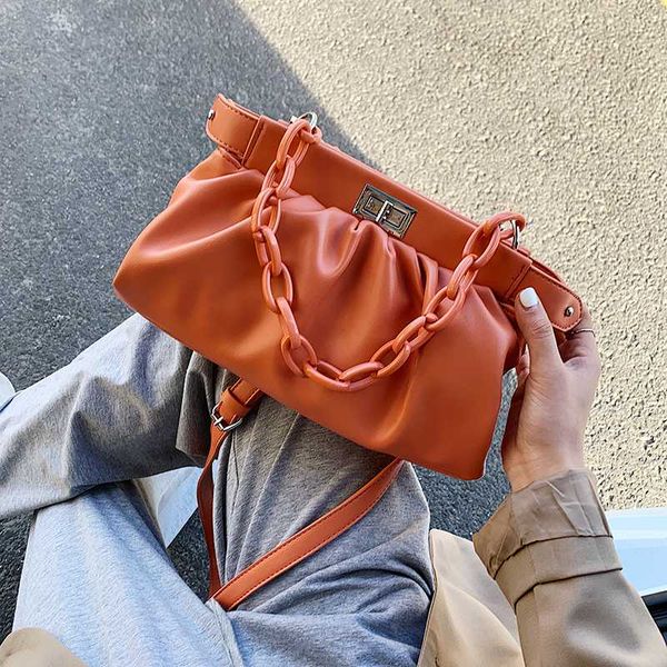

chain pu leather crossbody bags for women 2020 simple shoulder messenger handbags female solid color cross body