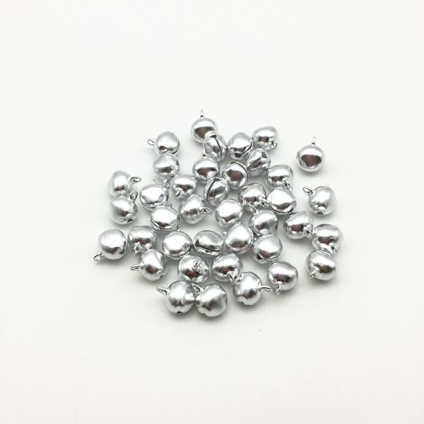 

500pcs 8mm silver christmas jingle bells keychain charms lacing bell for xmas baubles santa jewelry making embellishment crafts