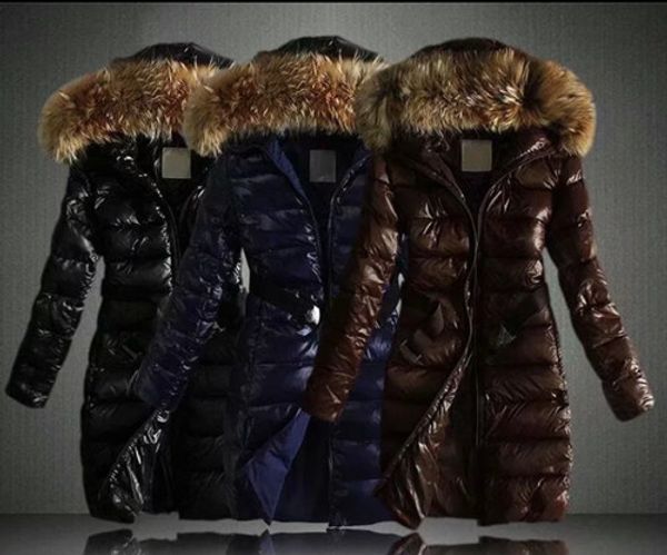 

france brand women long / short winter down jacket womens slim female coats thicken fur parka down coat clothing hooded parkas, Black