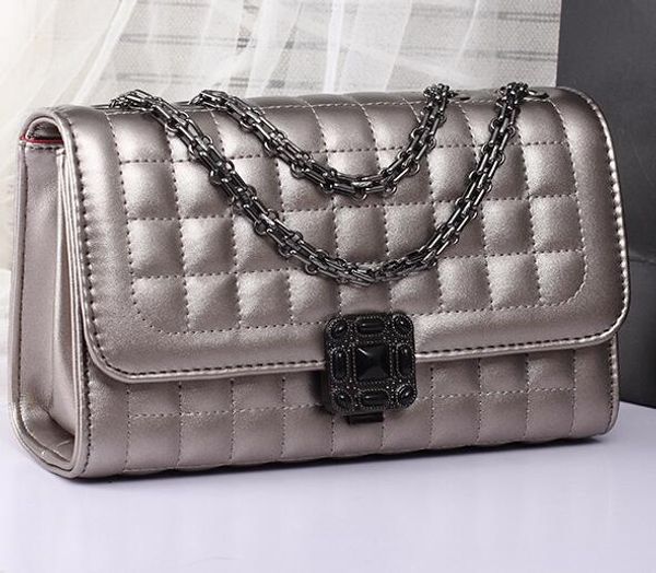 

new the fashin new style the imported first layer genuine leather handbags with diamonds beads women chains shoulder bag