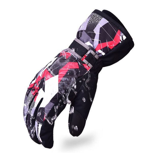 

waterproof ski gloves for men women winter thicken super thermal outdoor snowboard gloves printed pattern outdoor sports glove