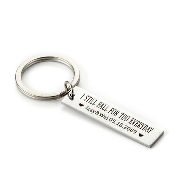 

engraved keychain rectangle accessories christmas gifts key gifts for husband dad couples gift key chains, Silver