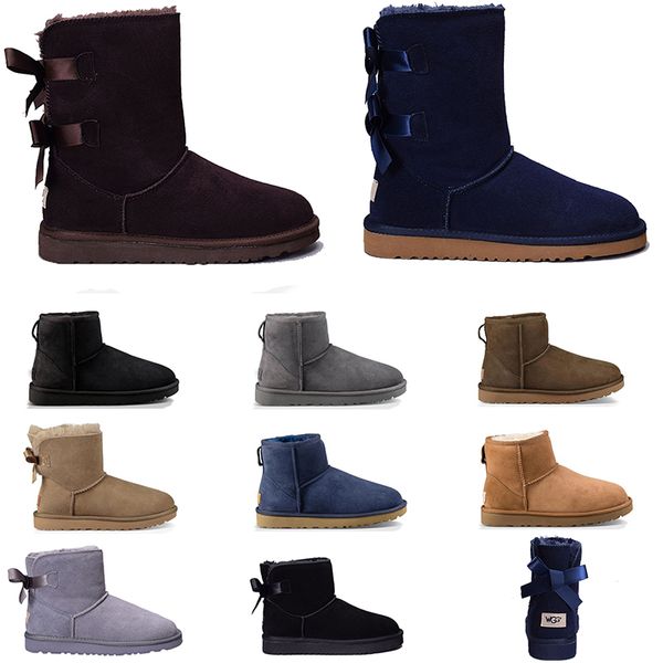 

winter wgg leather women australia classic kneel half long boots ankle black grey chestnut navy blue red coffee womens girl shoes