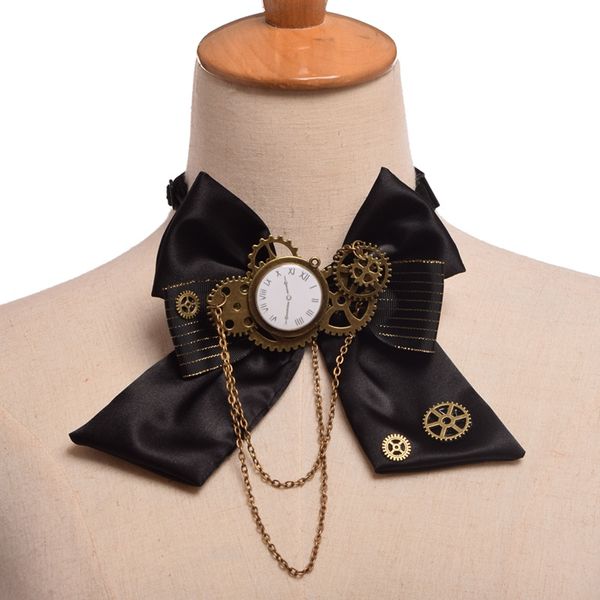 

black steampunk bow tie vintage victorian men's punk gear cravat, Black;blue