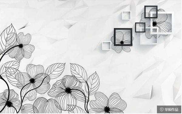 

modern wallpaper for living room modern minimalist three-dimensional space black line drawing flower sofa tv background wall