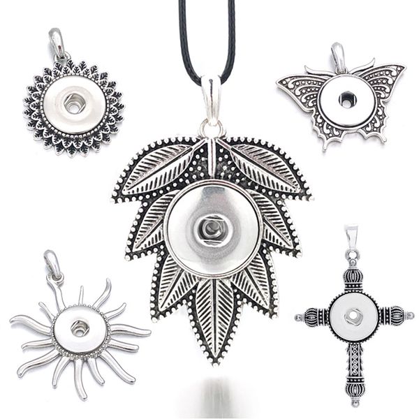 

fashion interchangeable metal flower tree ginger crystal necklace 005 fit 18mm snap button pendant necklace charm jewelry for women gift, Silver
