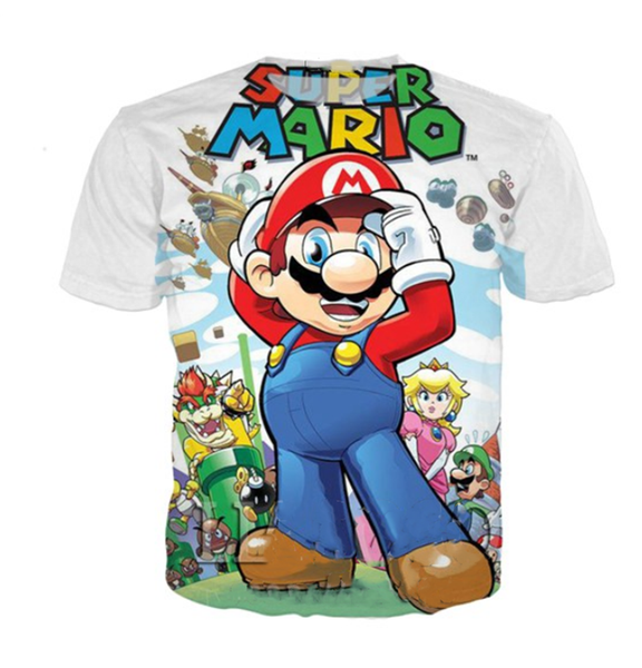 

2019 мультфильм super mario bros новые горячие продажа мода футболка футболка 3d печатный унисекс пара летние топы футболки с коротким рукав, White;black