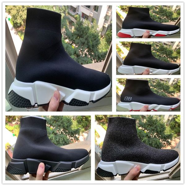 

2019 Hot Designer Sneakers Speed Runner Fashion Shoes Sock Triple Black Boots Red Flat Trainer Men Women Casual Shoes Sport With Dust Bag