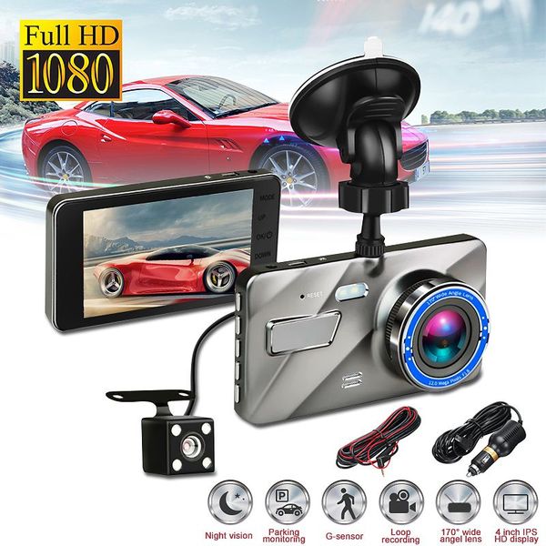 

4 inch hd 1080p dual lens camera night vision loop recording 170 degree car dvr video dash cam front rear recorder