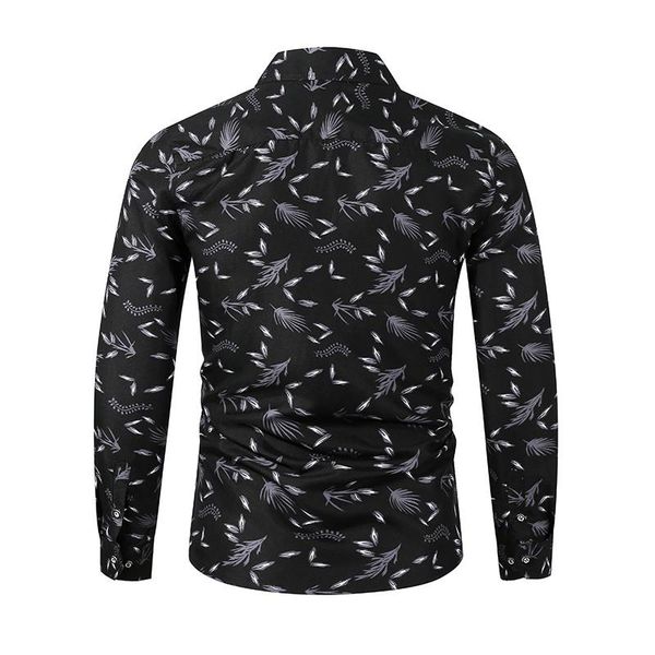 

mens designer shirts fashion feather print long sleeve mens shirts casual 3d digital print males clothing, White;black