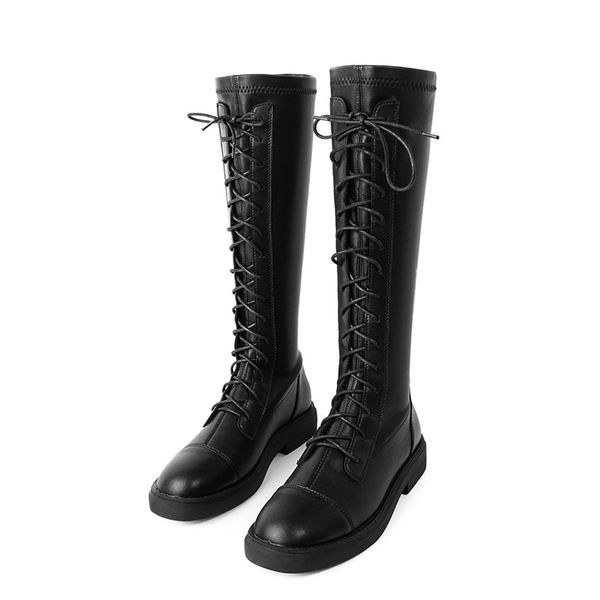 

olomm knight boots female high tube 2019 boots female wild high-end women's with long bare ab-124, Black
