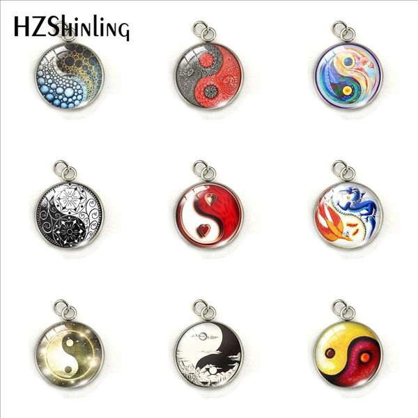 

2019 new arrival yin yang bagua patterns pendants fashion yin yang flowers patterns jewelry stainless steel round charms, Bronze;silver