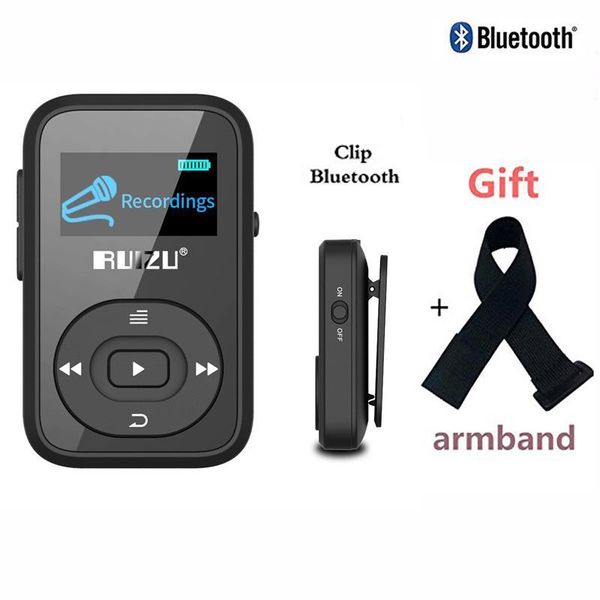 

ruizu x26 clip bluetooth mp3 player 8gb 1.1'' sport bluetooth mp3 music player voice recorder fm radio support sd card+arm band