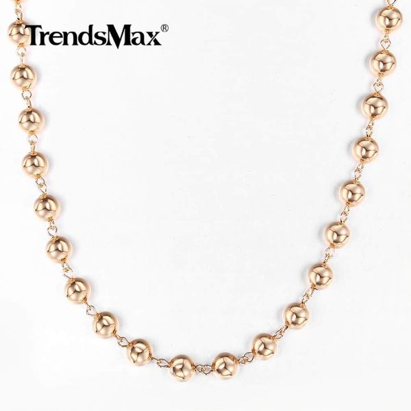 

6mm 8mm 10mm wide 585 rose gold round bead chain necklace for men women girls lobster clasp wedding elegant jewelry gift cnm01, Silver