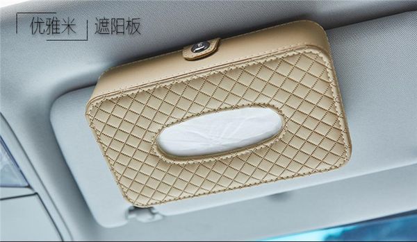 

wholesale] 10pcs car tissue boxes microfiber leather napkin paper box auto interior decoration sun visor type and skylight type