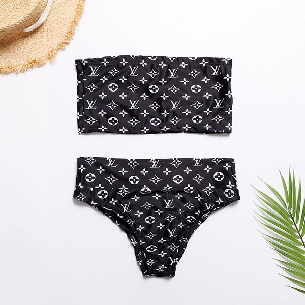 

женские дизайнерские купальники роскошный узор топик + плавки сексуальные бикини из двух частей модные летние пляжная одежда бренд купальник, White;black