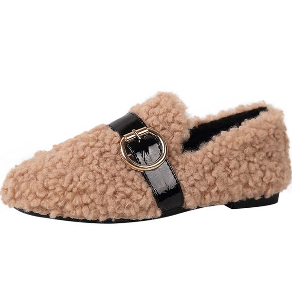 

new ladies shoes woman slip on loafers round toe fur flats metal decoration women shoes zapatillas mujer casual tenis feminino, Black