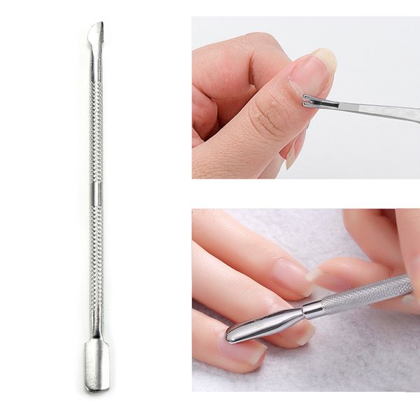 

10/5/2/1pcs double head stainless steel cuticle nail pusher uv gel nail art manicure pedicure dead skin removal spoon tool