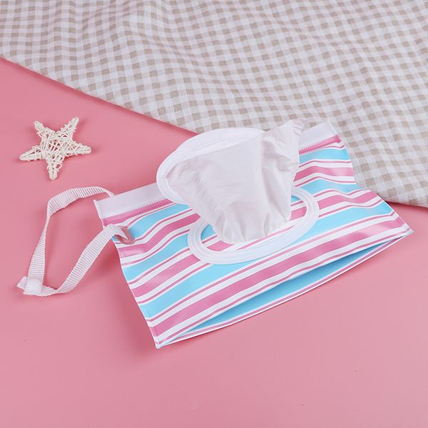 

1pc zipper wet wipes bag snap-strap hanging paper tissue container outdoor travel carrying diaper bag for stroller