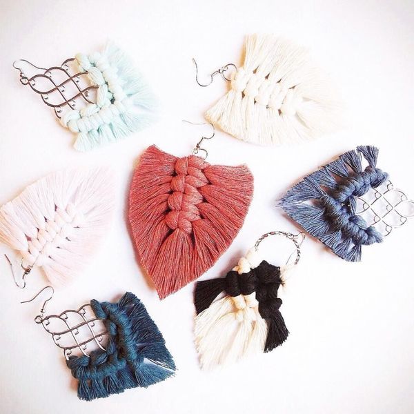 

dvacaman 2019 new trendy tassel weaving drop earrings women colorful cloth bohemian dangle earrings statement handmade jewelry, Silver