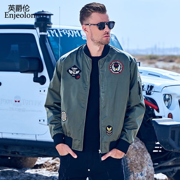 

enjeolonautumn winter bomber jacket men army pilot jackets youth punk hip hop baseball coat male fashion casual streetwear jk643, Black;brown