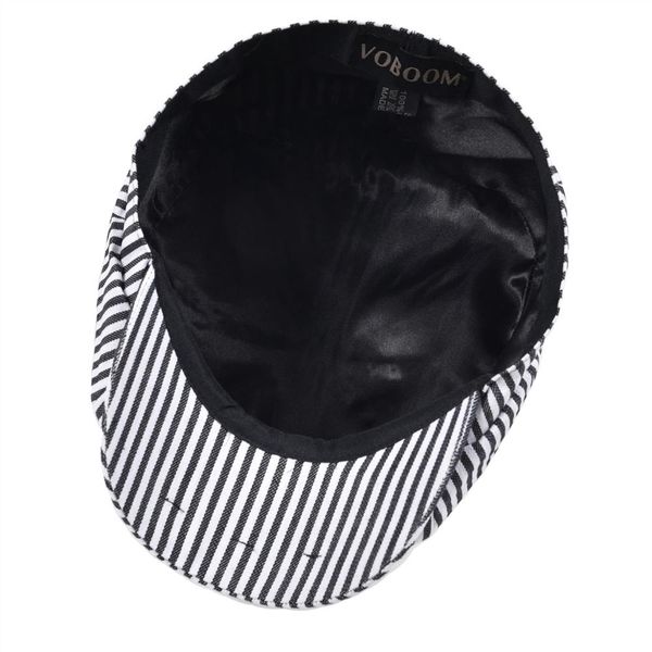 

voboom summer twill cotton newsboy flat cap black navy blue stripe ivy caps 8 panel men women gatsby hat 146, Blue;gray