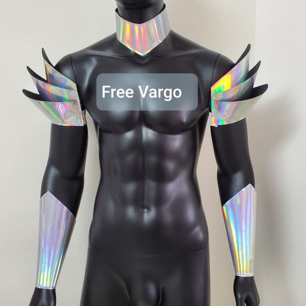 

burning man holographic leather body harness music festival wear man's harness bracer carnival costume festival outfits, Black;red