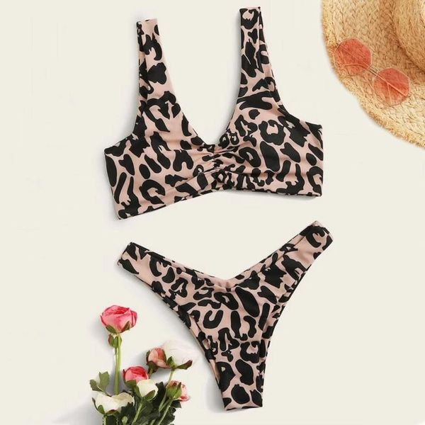 

women's swimming suit high waisted bikini push up swimsuit two pieces bikini set leopard print biquini swimwear beachwear, White;black
