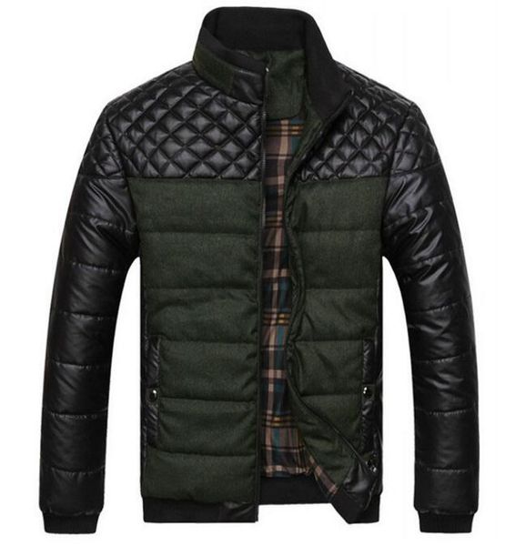 

dropshipping new winter spring thick men's jackets and coats pu patchwork designer fashion mens jackets cotton outerwear, Black