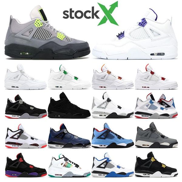 

stock x mens basketball shoes 4s 95 neon court purple bred white cement cool grey black cat pure money mens sports sneakers trainers
