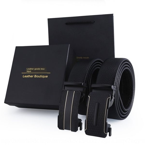 

ry2px youth wear- scratch-resistant high-quality cowhide alloy automatic buckle business leisure belt youth wear resistant gift box set gift, Black;brown