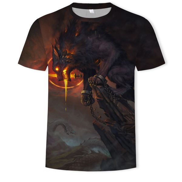 

mens designer new wolf 3d printed t-shirt duan xiu, White;black