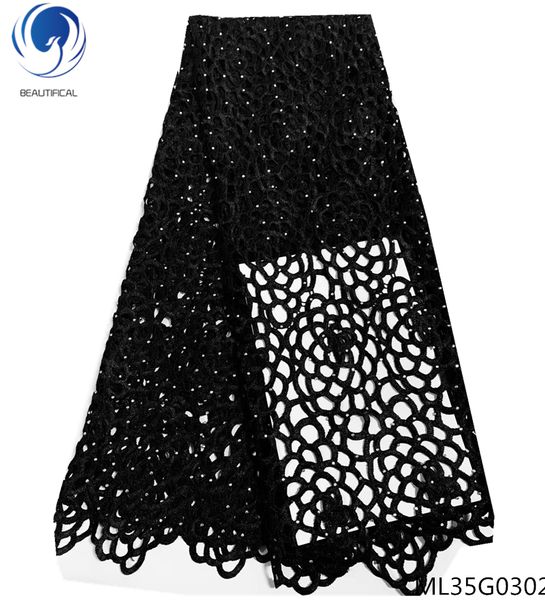

beautifical african guipure laces fabrics black cord lace fabrics 2019 water soluble laces dress for women 5yards/lot ml25g14, Pink;blue
